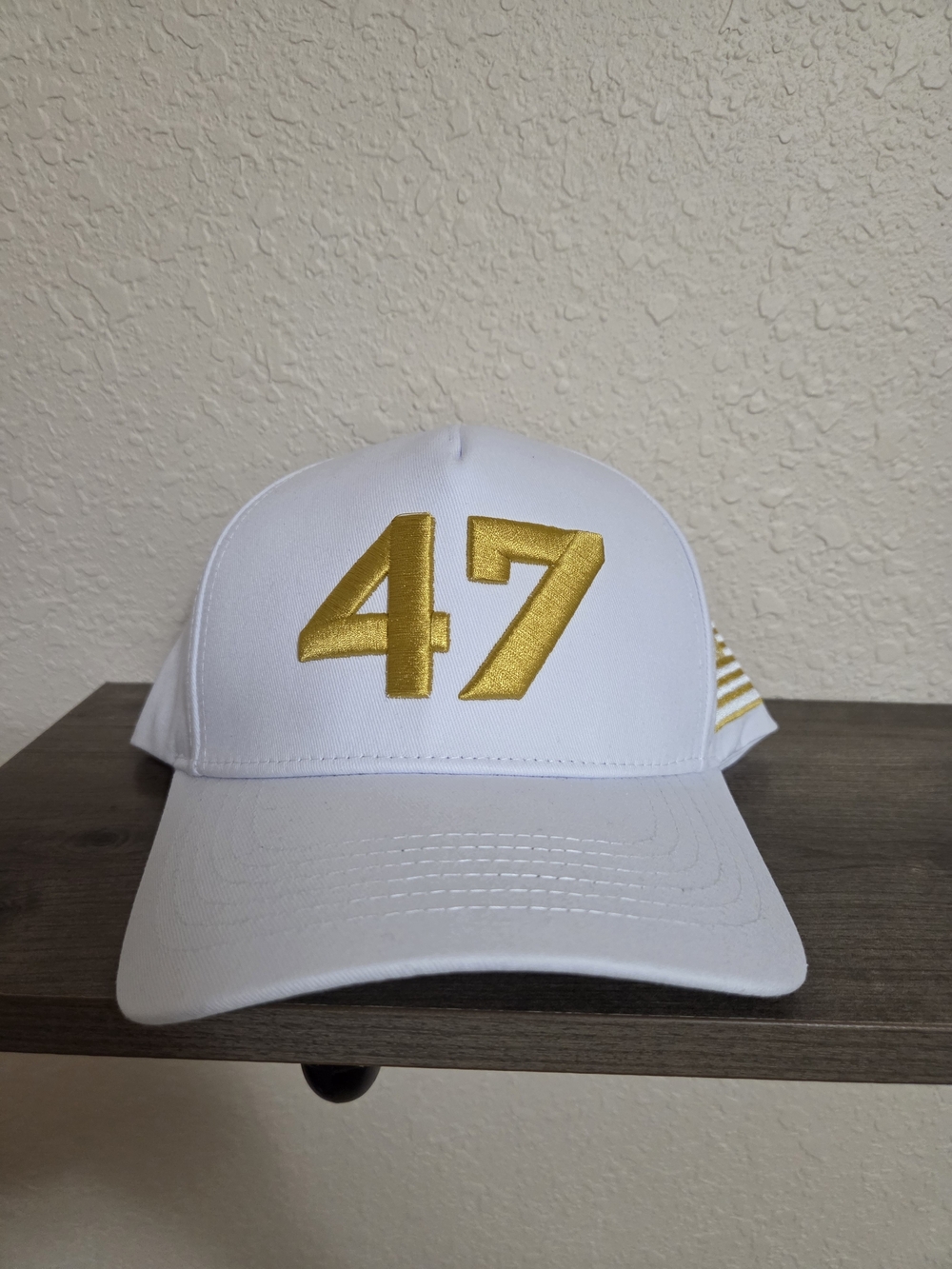 White Baseball Cap with Gold '47' Patch